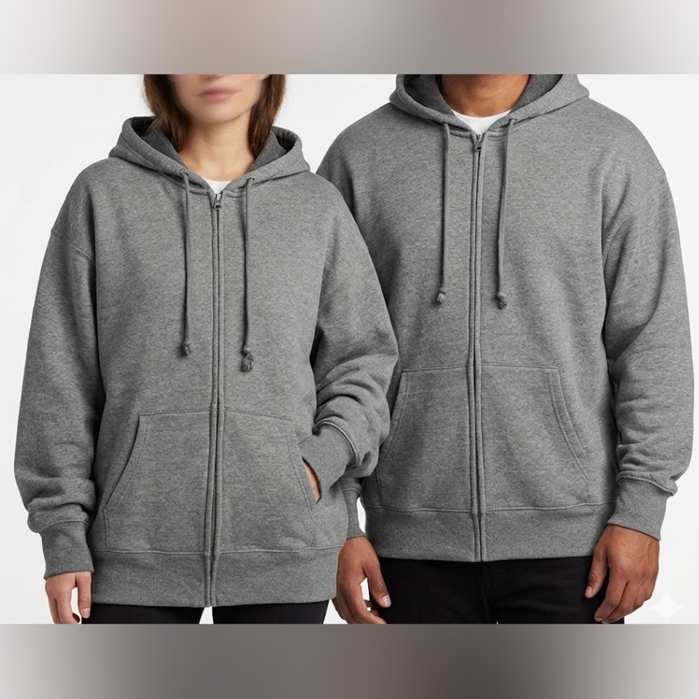 Long Sleeve Grey Full Zip Hoodie